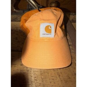 Carhartt Orange Mesh Trucker Hat Cap Logo Patch Snapback Workwear